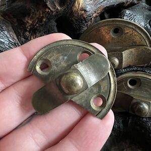 Antique Colonial Era Sand Cast Brass Catch Latch Set of 3 Crescent Shape Swivel